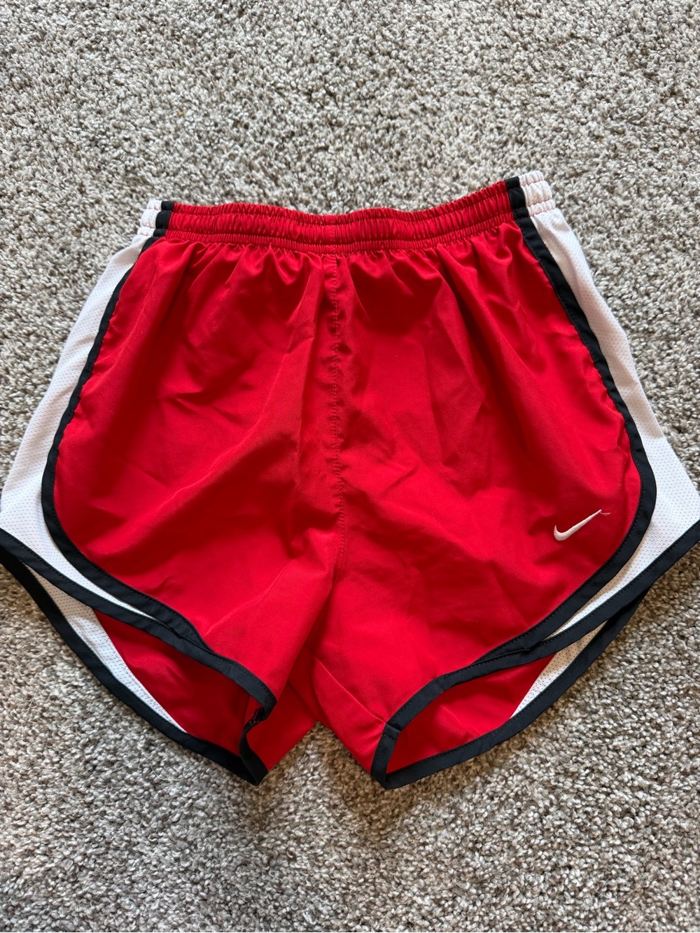 Nike Women's Red Running Shorts with Black & White Trim